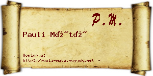 Pauli Máté névjegykártya