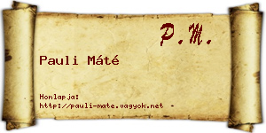 Pauli Máté névjegykártya